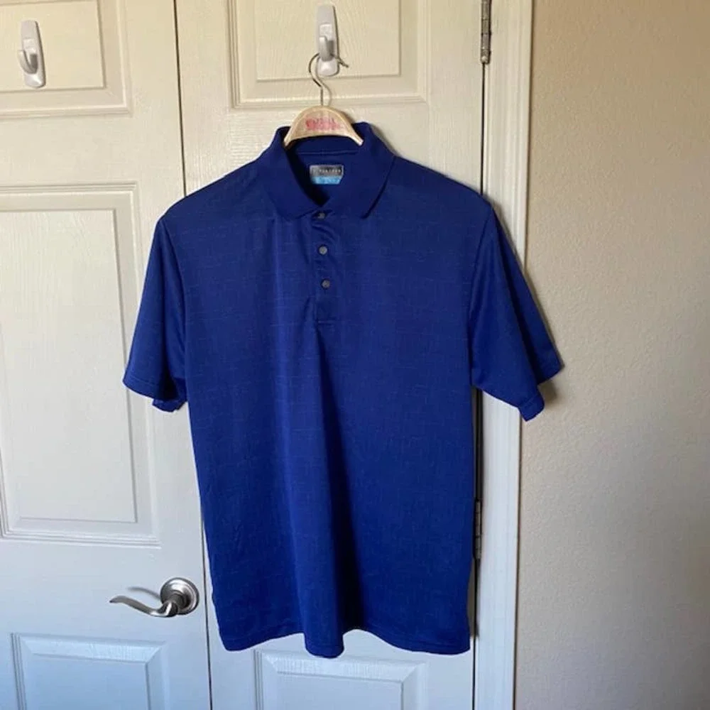 PGA Polo Shirt Men's XL Blue Short Sleeve Logo Polo Top‎